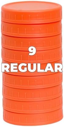 9-Pack Orange Mason Jar Lids with Silicone Rings