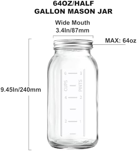 Xylanor 64 OZ Mason Jars Set