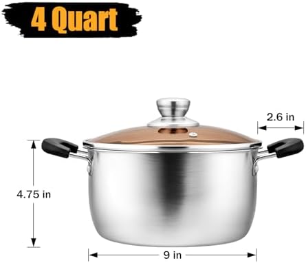 PP CHEF 4 Qt Stockpot with Lid - Stainless Steel 1