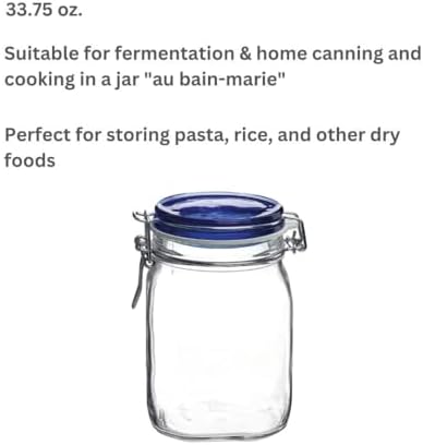 Bormioli Rippo 3375-Ounce Jar Blue Lid Capacity Dishwasher Safe