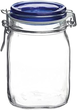 Bormioli Rippo 3375-Ounce Jar Blue Lid Capacity Dishwasher Safe