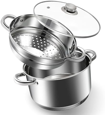 Aufranc 6 Quart Stainless Steel Tri-Ply Stockpot with Tempered Glass Lid