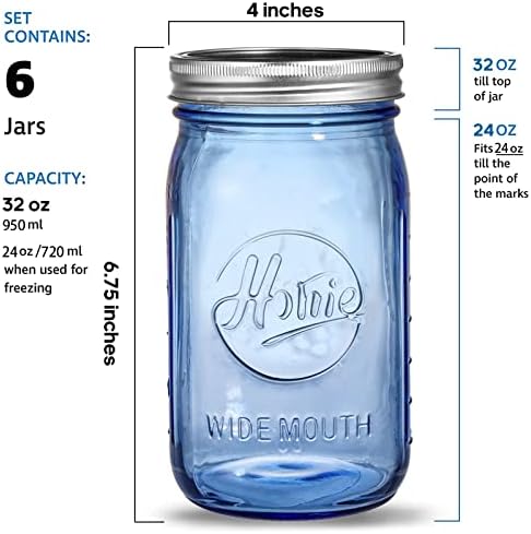 6-Pack Vintage Blue Mason Jars