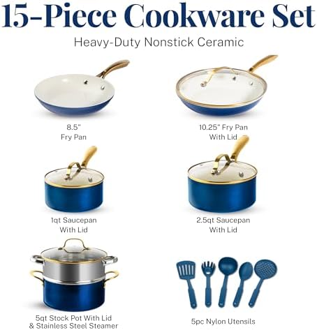 GOTHAM STEEL 15-Piece Ceramic Pot and Pan Set