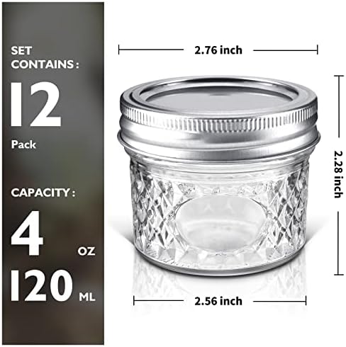Asika - Mini Glass Jars Set 4 oz Design for Home Kitchen