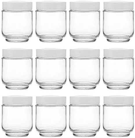 Hedume 12 Pack 6oz Clear Glass Jars with White Lids