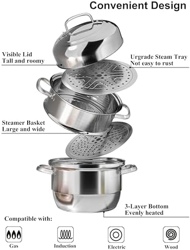 VENTION 11-inch 28cm Stainless Steel Induction Steamer Pot