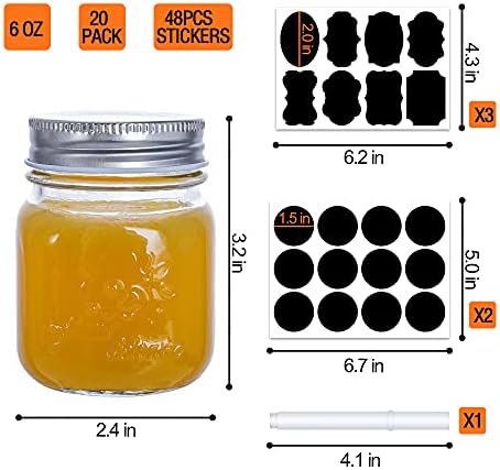 Compact 6 OZ Glass Mason Jars for Food Storage