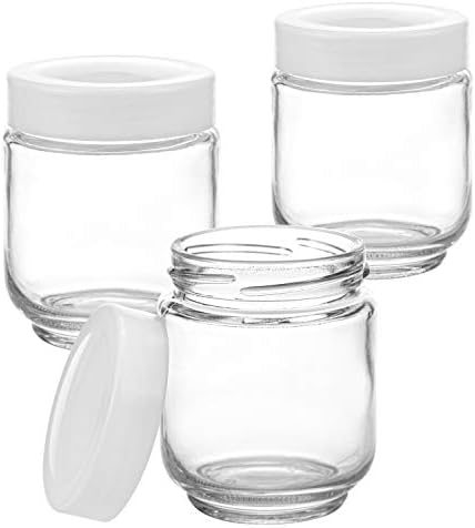 Hedume 12 Pack 6oz Clear Glass Jars with White Lids