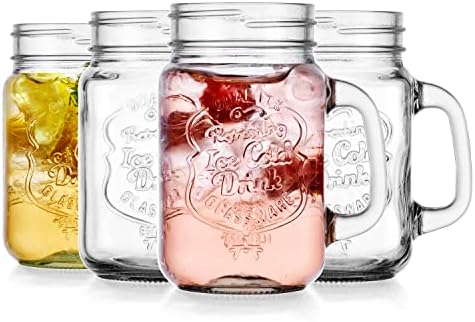 Glavers Mason Drinking Jars Set of 4 - 16 Oz