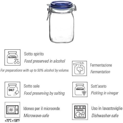 Bormioli Rippo 3375-Ounce Jar Blue Lid Capacity Dishwasher Safe