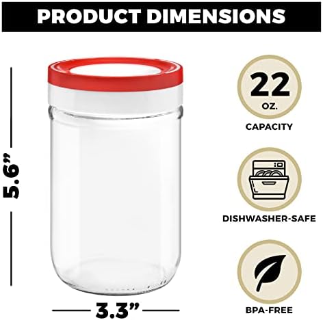 Precise Fit Glass Mason Jars for Canning 22oz Preserve Freshness