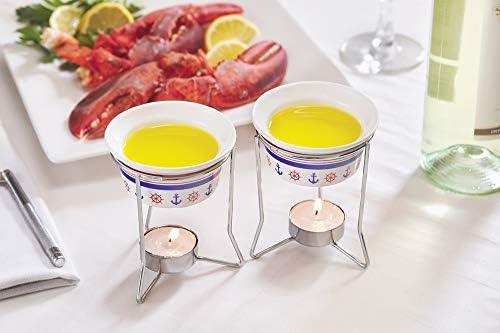 Nantucket Seafood Ceramic Butter Warmers Nautical Design Set of 2