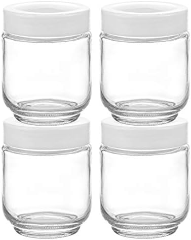 Hedume 12 Pack 6oz Clear Glass Jars with White Lids