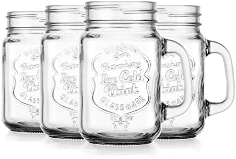 Glavers Mason Drinking Jars Set of 4 - 16 Oz