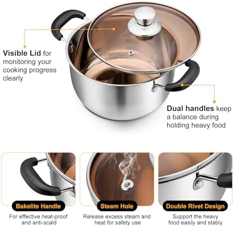 PP CHEF 4 Qt Stockpot with Lid - Stainless Steel 1