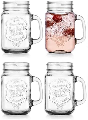 Glavers Mason Drinking Jars Set of 4 - 16 Oz