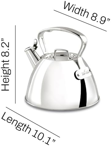 All-Clad 2 Quart Silver specialty tea kettle induction compatible