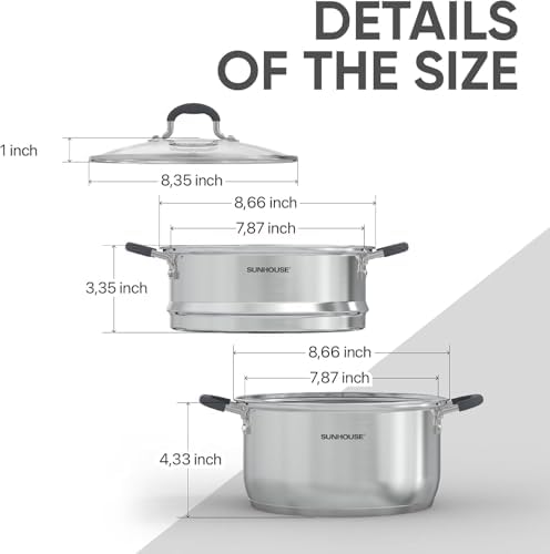 Sunhouse 33 Qt Stainless Steel Steamer Pot with Lid