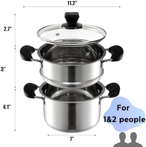 ZENFUN Mini Steamer Pot with Glass Lid