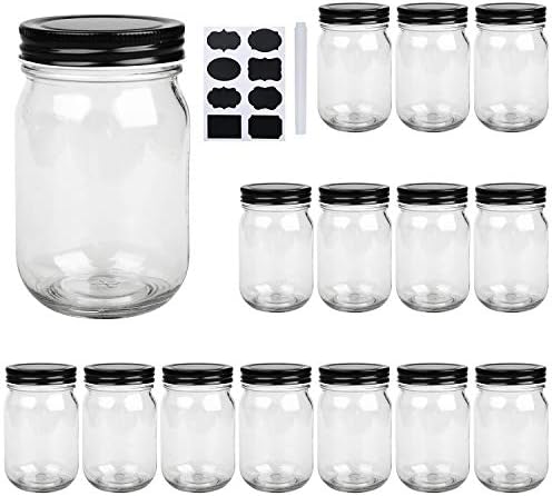 QAPPDA 15 Pack 16oz Glass Jars with lids