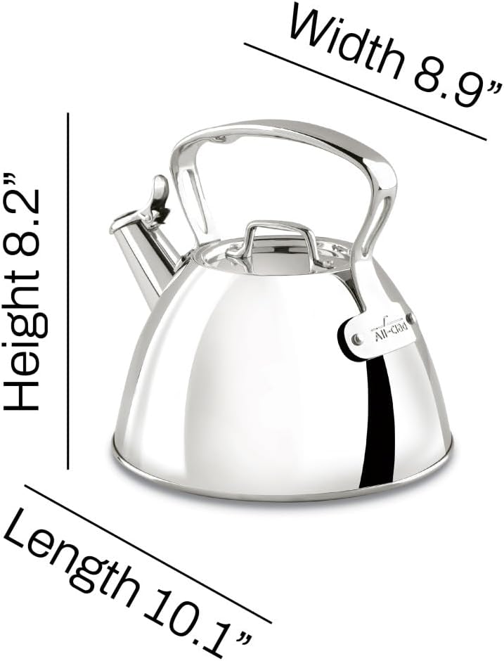 All-Clad 2 Quart Silver specialty tea kettle induction compatible