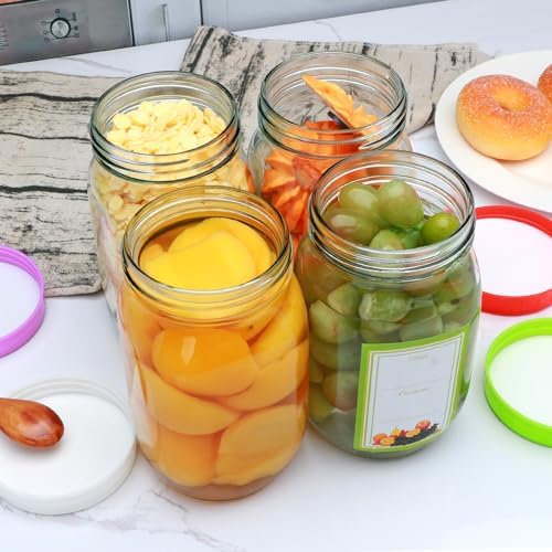Flrolove 32oz Glass Mason Jars 12-Pack with One-Piece Lid