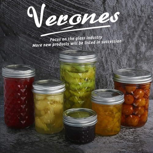VERONES 12 Pack 16 oz Wide Mouth Mason Jars with Lids and Bands
