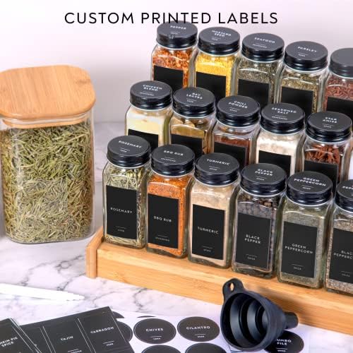 Laramaid 4oz 36-Pack Glass Jars with Black Vinyl Labels Airtight Metal Caps