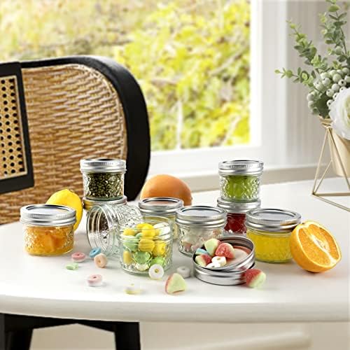 Asika - Mini Glass Jars Set 4 oz Design for Home Kitchen