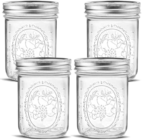Wide Mouth Mason Jars 16 oz - 4 Pack