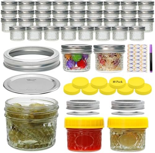 40-Piece 4 oz Mason Jars Set with lids