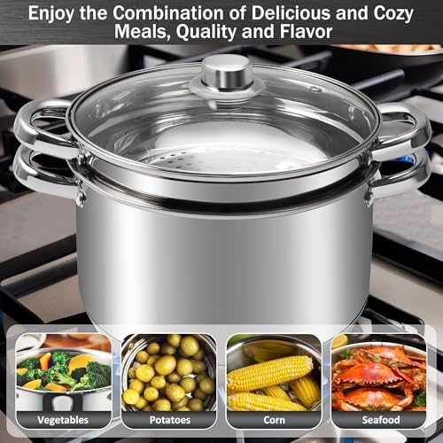 Aufranc 6 Quart Stainless Steel Tri-Ply Stockpot with Tempered Glass Lid