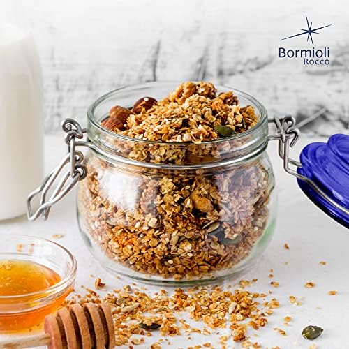 Bormioli Rocco Fido Square Jar with Blue Lid 17-12-Ounce