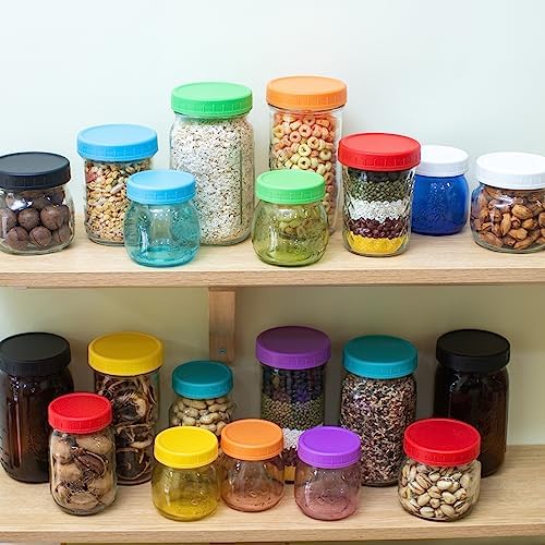 9-Pack Orange Mason Jar Lids with Silicone Rings