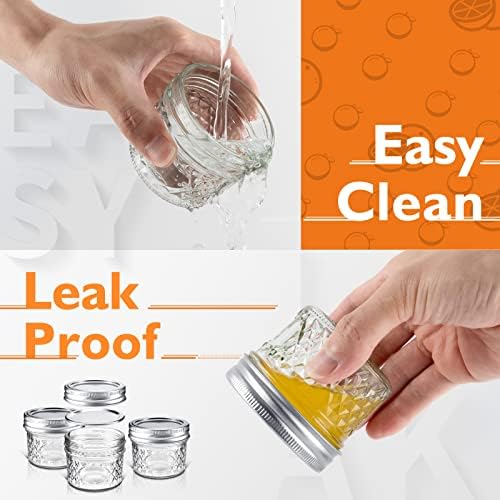 Asika - Mini Glass Jars Set 4 oz Design for Home Kitchen