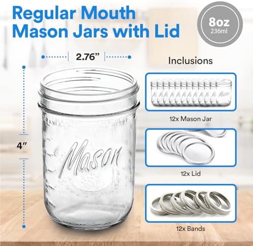 Perfect Mason Jars - 8-Ounce 12-Pack
