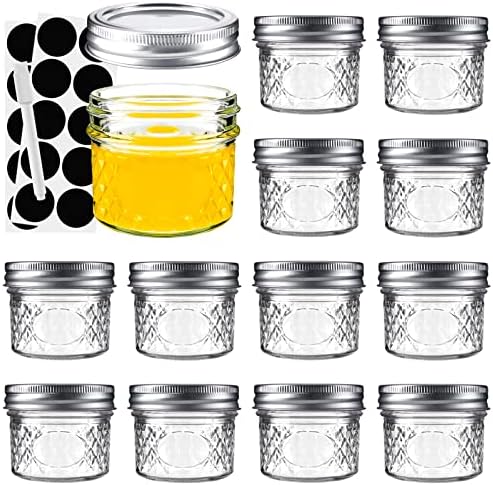 Asika - Mini Glass Jars Set 4 oz Design for Home Kitchen