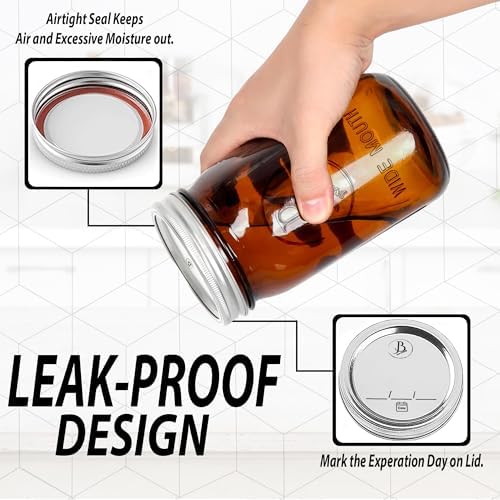 High-Quality Airtight Amber Mason Jars for Canning Fermenting and More