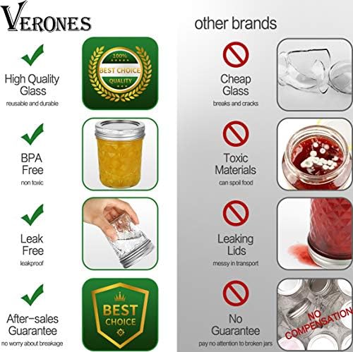 VERONES Mason Jars 6oz 30-Packed