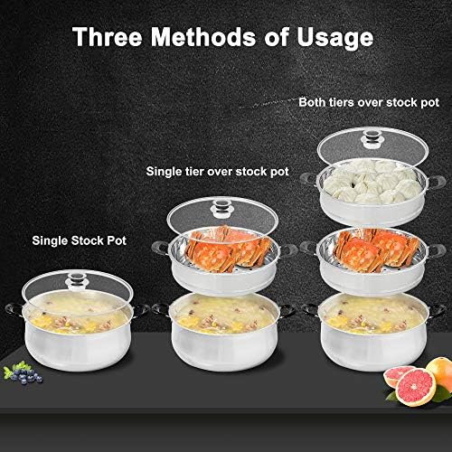 Triple-Ended 30cm Stainless Steel Steamer Pot