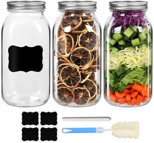 3-Pack Mason Jars 64 oz Wide Mouth
