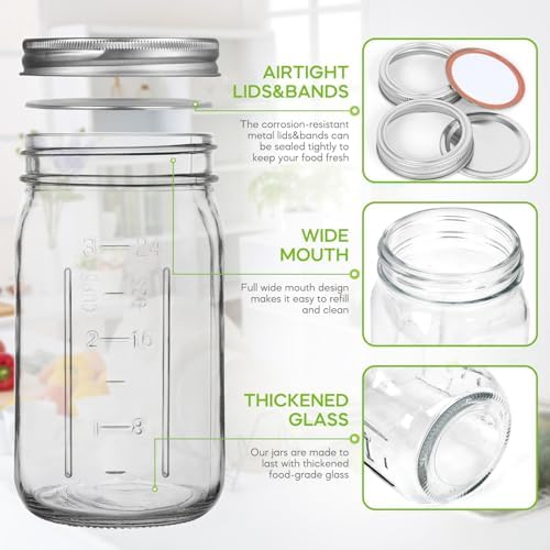 Alotpower 32 oz Mason Jars Set of 4