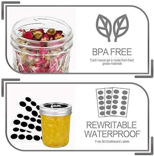 VERONES Mason Jars 6oz 30-Packed