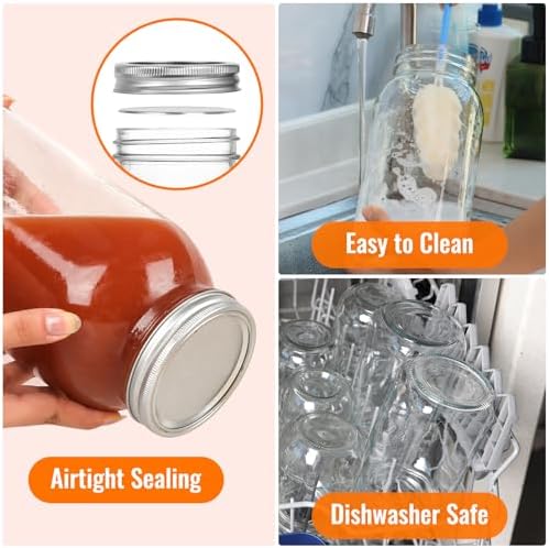 3-Pack Mason Jars 64 oz Wide Mouth