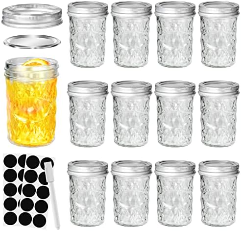 Moniko 6oz Mason Jars with Lids 12-Pack for Canning Storage