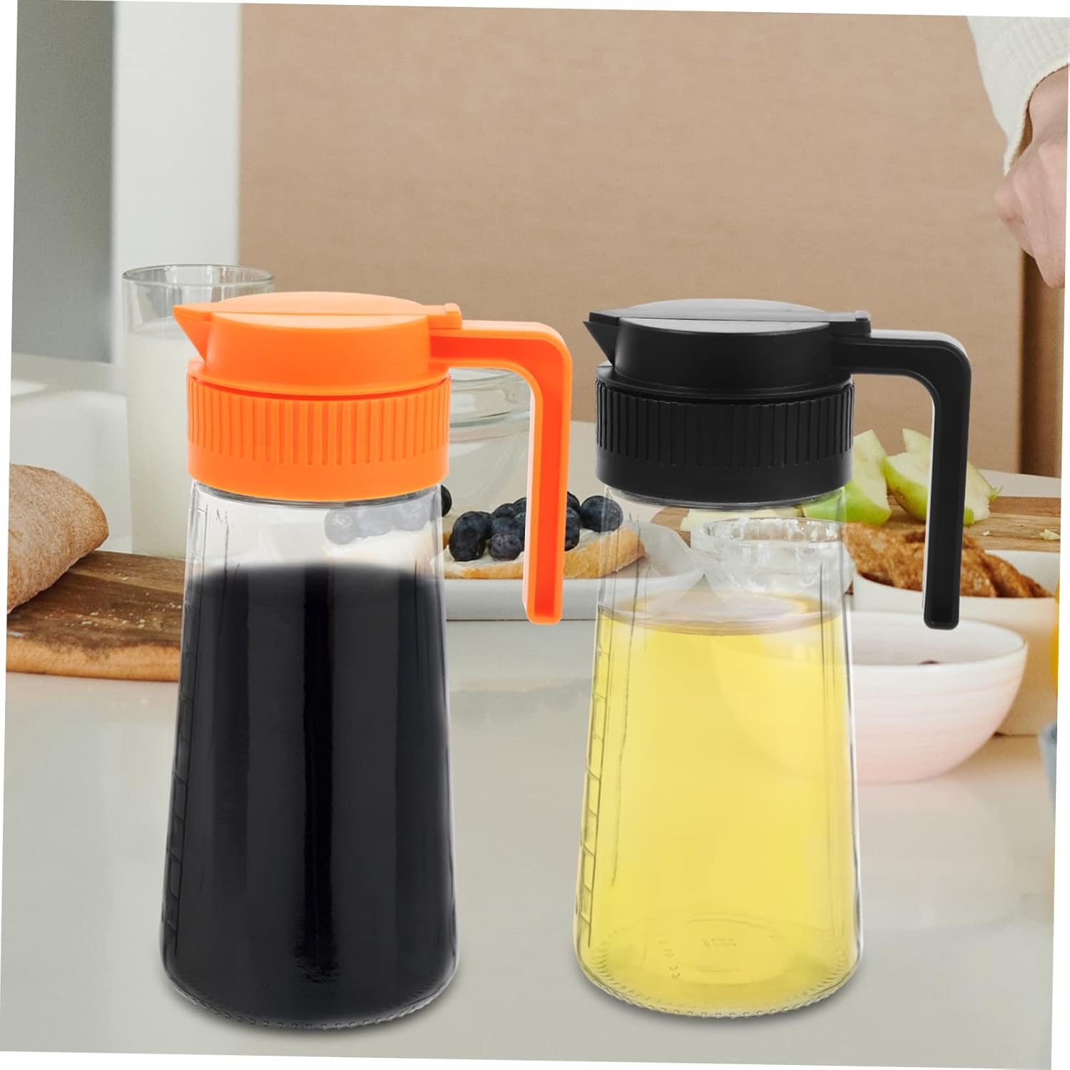 KICHOUSE 2Pcs Mason Jar Lids with Handle - Easy Pour Spout Design