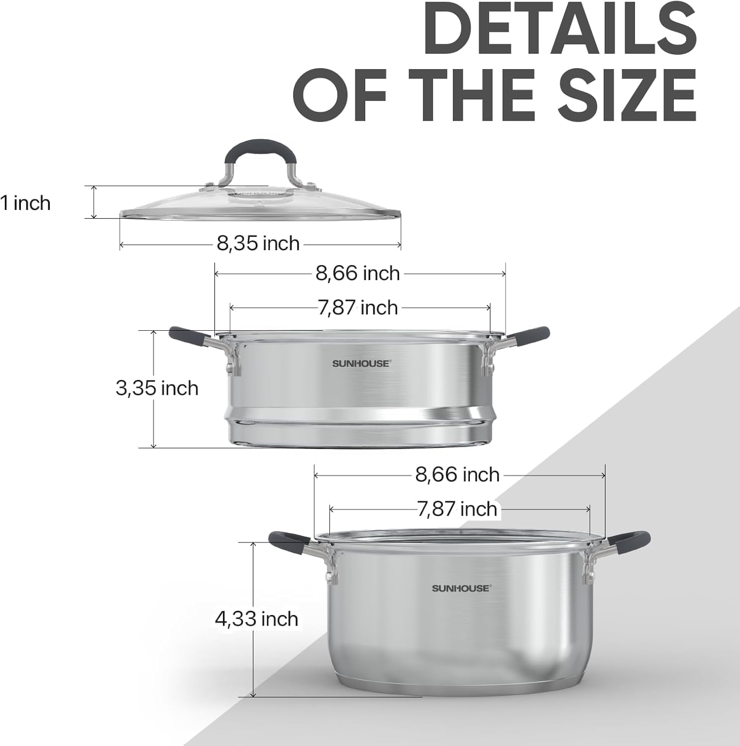 Sunhouse 33 Qt Stainless Steel Steamer Pot with Lid