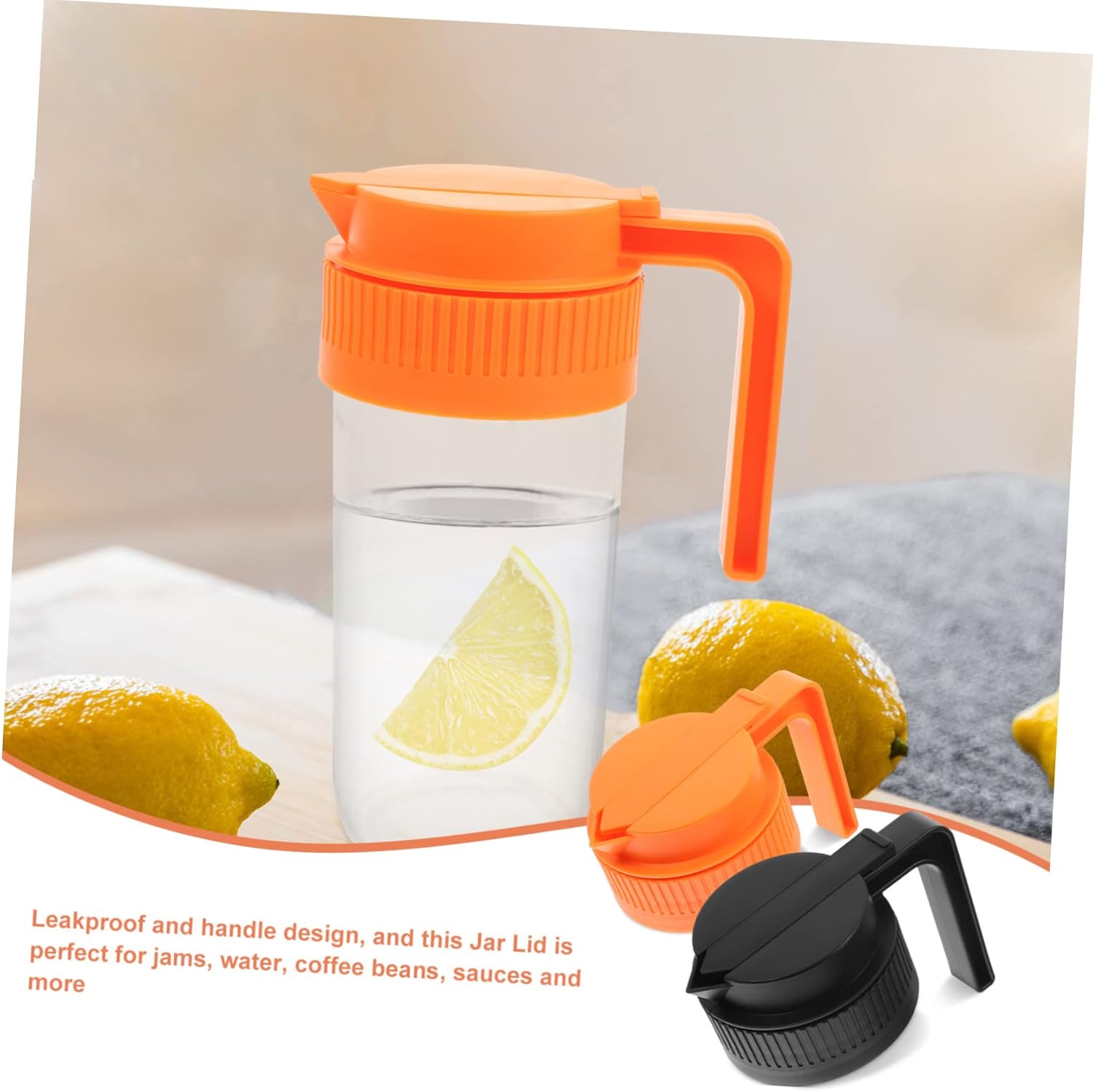 KICHOUSE 2Pcs Mason Jar Lids with Handle - Easy Pour Spout Design