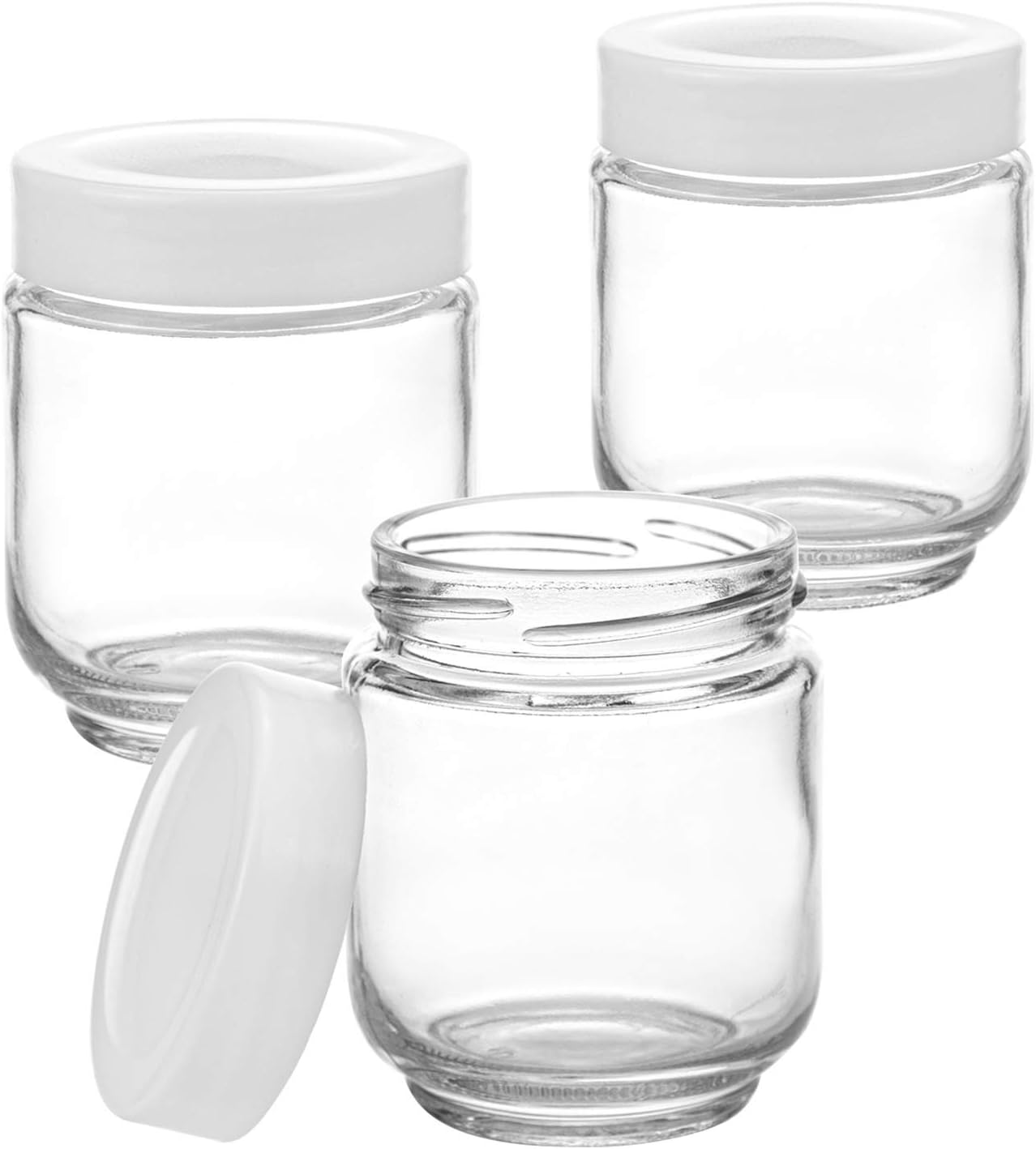 Hedume 12 Pack 6oz Clear Glass Jars with White Lids
